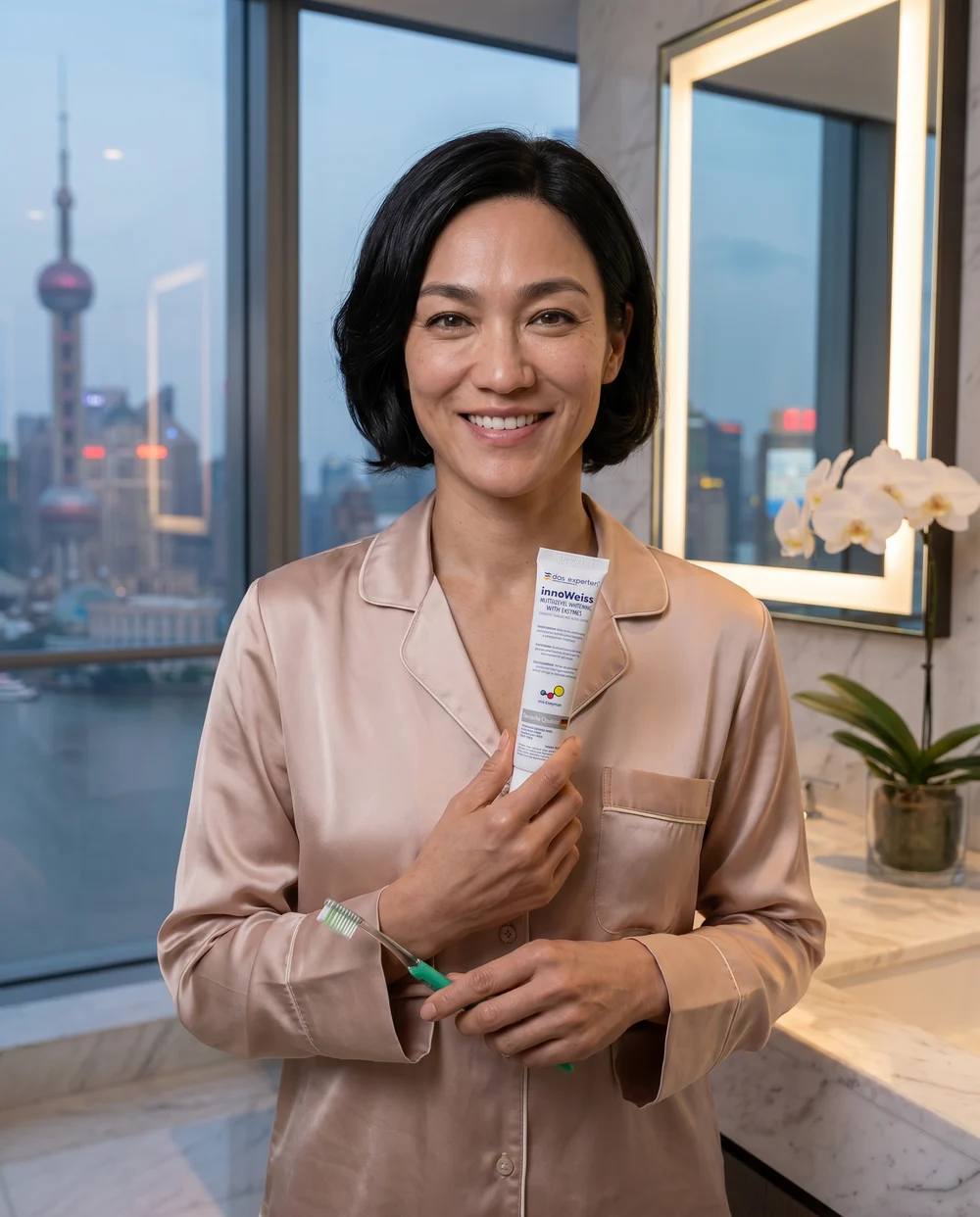 女性在上海浴室使用 Das Experten innoWeiss